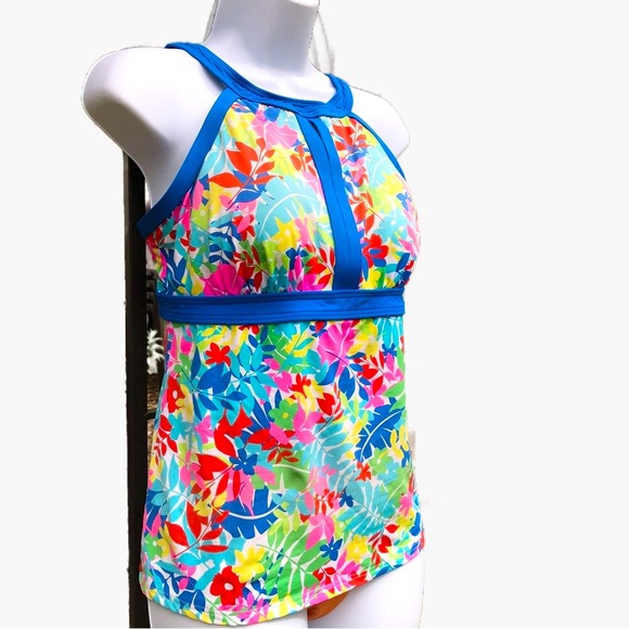 Anne Cole Women’s Swimsuit Bathing Suit Tankini Top Bright Tropical L 12 - Picture 2 of 9